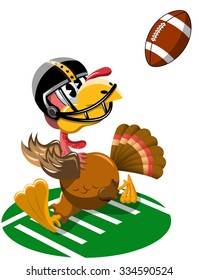 Thanksgiving Turkey Playing American Football