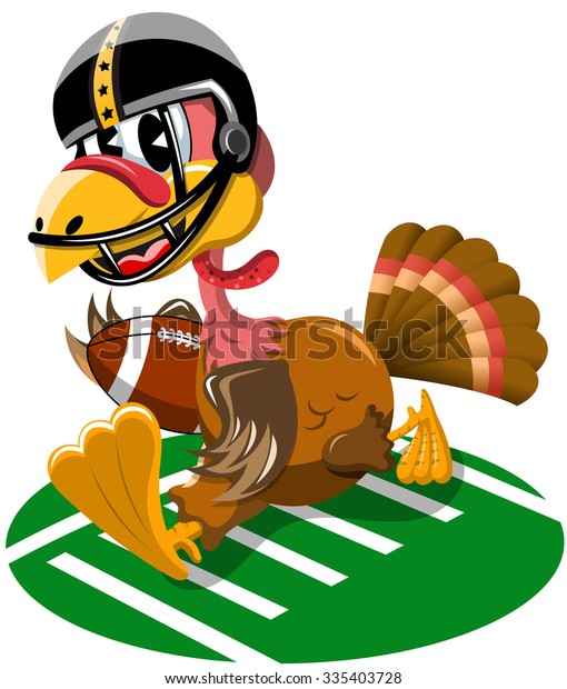 Thanksgiving Turkey Playing American Football Isolated Stock Vector