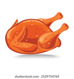 Thanksgiving turkey, Roast turkey or chicken on plate, traditional holiday dinner vector clip art illustration, Roasted Chicken 