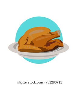 thanksgiving turkey simple illustration, vector card, banner, ads icon, cafe and restaurant menu