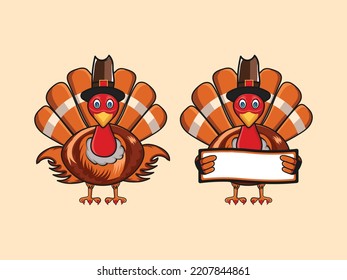 Thanksgiving turkey vector art illustration  on white background. 