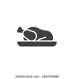 Thanksgiving turkey vector icon. filled flat sign for mobile concept and web design. Turkey on a tray glyph icon. Symbol, logo illustration. Vector graphics