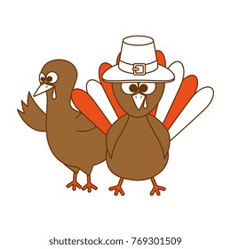 thanksgiving turkeys with hat character icon