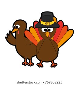 thanksgiving turkeys with hat character icon