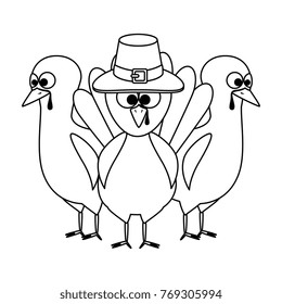 thanksgiving turkeys with hat character icon