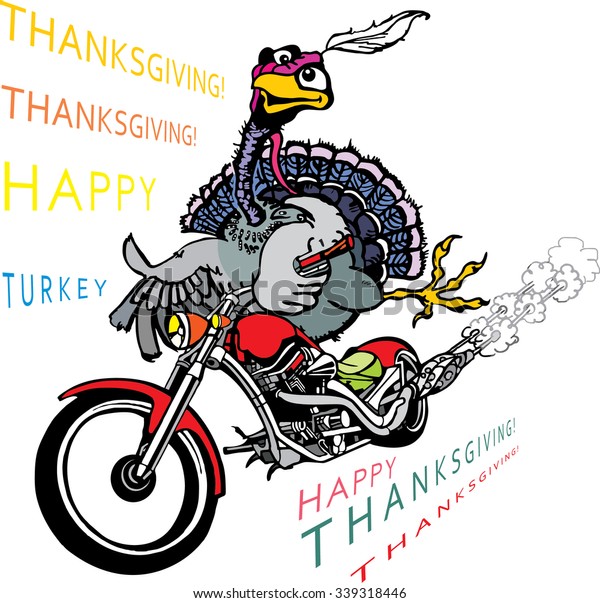 Thanksgiving Turkeys On Motorcycle Stock Vector (Royalty Free) 339318446 |  Shutterstock