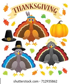 Thanksgiving turkeys thematic set 1 - eps10 vector illustration.