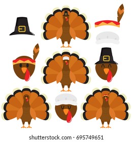 Thanksgiving Turkeys In White Background