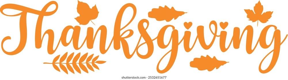 Thanksgiving typography clip art design on plain white transparent isolated background for card, shirt, hoodie, sweatshirt, apparel, card, tag, mug, icon, poster or badge