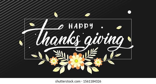 Thanksgiving typography. Give thanks hand painted lettering for Thanksgiving Day. Thanksgiving greeting cards and invitations. Vector illustration.