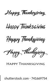 Thanksgiving typography hand drawn. Celebration Happy Thanksgiving Day. Vector vintage style text calligraphy. Usable for prints, flyers, banners, greeting cards, posters, etc. Hand-lettering set.