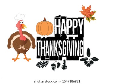 Thanksgiving typography. Happy Thanksgiving Day hand painted lettering for Thanksgiving Day. Thanksgiving design for cards, invitations.