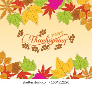 
Thanksgiving typography poster. Celebration text with berries and leaves for postcard, icon or badge. Vector calligraphy lettering holiday quote

