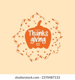 Thanksgiving typography poster, Thanksgiving on textured background for postcard, Thanksgiving icon. Happy Thanksgiving creative social media post.