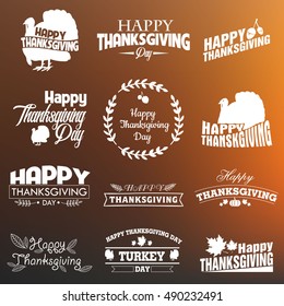 Thanksgiving typography set vector design