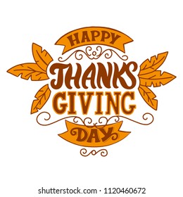 thanksgiving. Vector calligraphy lettering for poster or print. Hand drawn letters.  typographic inscription for your design. 