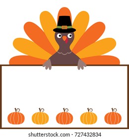 Thanksgiving vector card with a turkey and a blank space