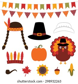 Thanksgiving vector decoration and photo booth props