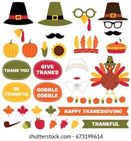 Thanksgiving vector design elements and photo booth props