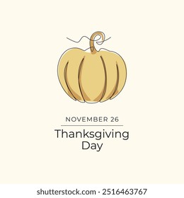 Thanksgiving vector design template good for celebration usage. Thanksgiving design. continuous line drawing. eps 10. 