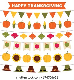 Thanksgiving vector garlands set
