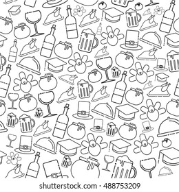 Thanksgiving vector icons pattern line big set