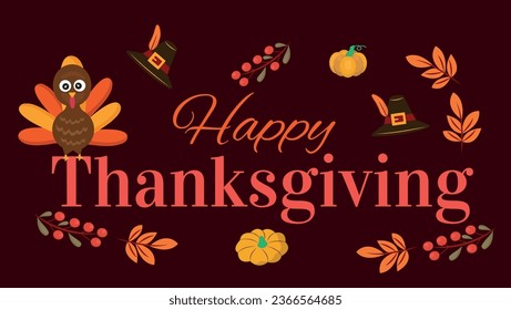 Thanksgiving vector illustration. Thanksgiving holiday icon set, banner