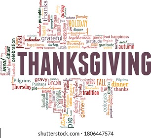Thanksgiving vector illustration word cloud isolated on a white background.
