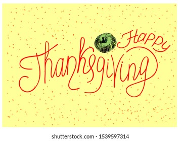 Thanksgiving vector lettering with apple.