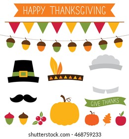 Thanksgiving vector photo booth props and decoration