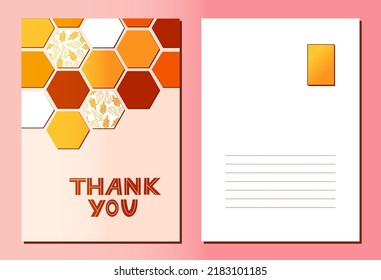 Thanksgiving vector postcard with thank you lettering