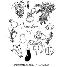 Thanksgiving vegetable in doodle vector art illustration