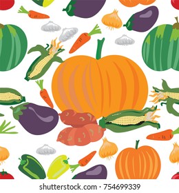 Thanksgiving vegetable seamless vector pattern.