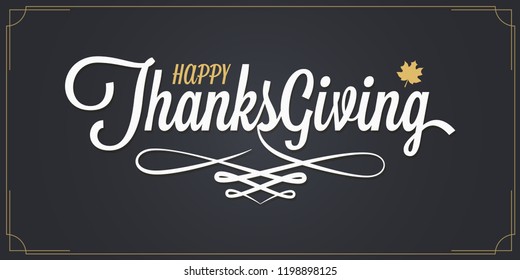 Thanksgiving vintage lettering on black background