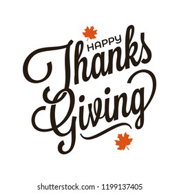 Thanksgiving vintage lettering sign on white background