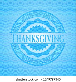 Thanksgiving water concept badge background.