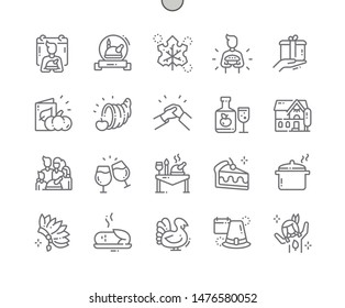 Thanksgiving Well-crafted Pixel Perfect Vector Thin Line Icons 30 2x Grid for Web Graphics and Apps. Simple Minimal Pictogram