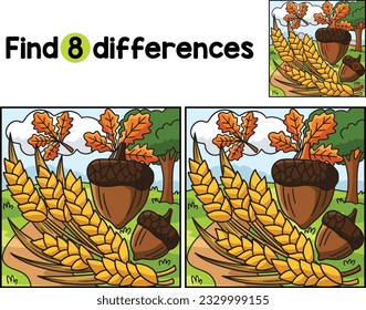 Thanksgiving Wheat and Acorn Find The Differences