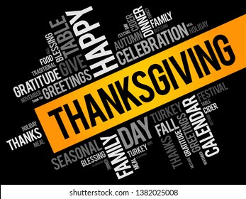 Thanksgiving word cloud collage, holiday concept background