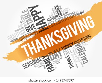 Thanksgiving word cloud collage, holiday concept background