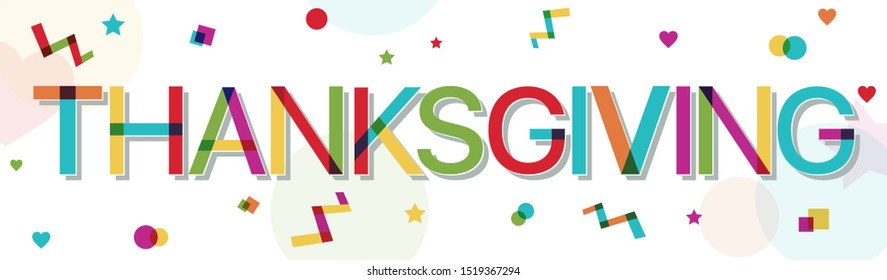 "Thanksgiving" word with colorful confetti