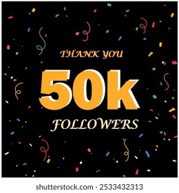 Thankyou 50k social media followers and subscribers thank you post design.