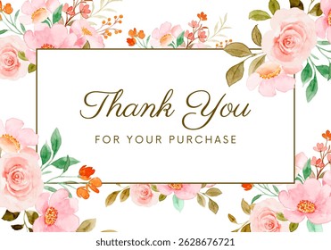 Thankyou Bloom Flower Pattern, Floral, Thank You Seamless Card Design Business.
