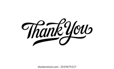 Thankyou calligraphy,minimalistic flat vector illustration,plain white background