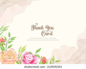 Thankyou Card Floral Vector Template