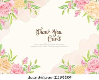Thankyou Card Floral Vector Template