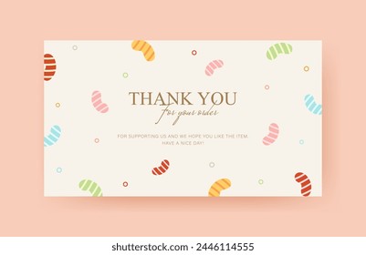 thankyou card template with colorful candy design, customer business card, aesthetic greeting template, printable custom small business card