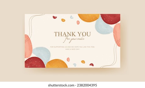 thankyou greeting card with abstract shape and colorful watercolor and white glitter. suitable for any project like banner, invitation, poster, announcement card