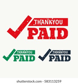 Thankyou And Paid Stamp Vector