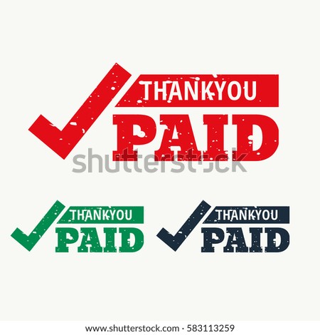 thankyou and paid stamp vector